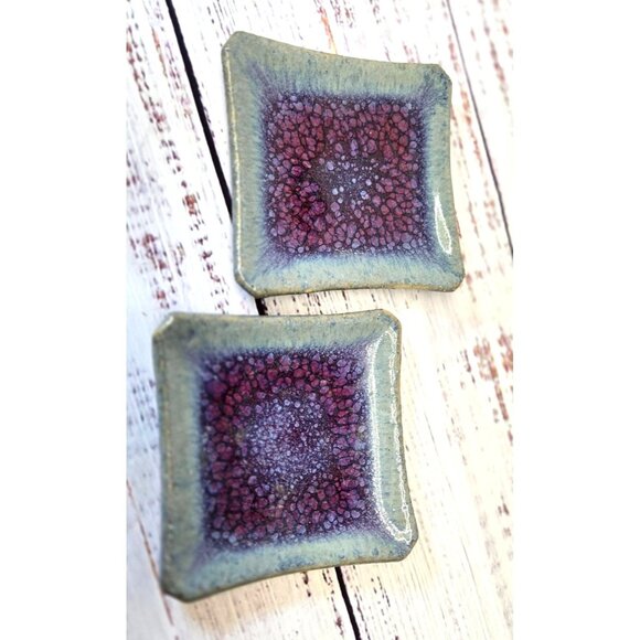 VTG stoneware/clay Drink Coasters trinket dish Handcrafted Home Décor Boho chic - Picture 2 of 9